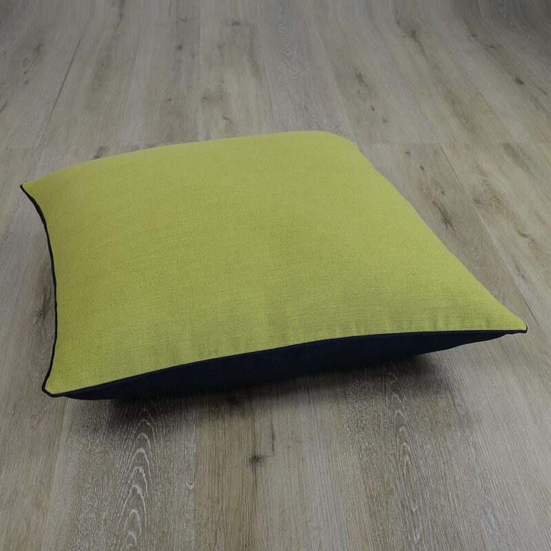 Photo of square, olive and black floor cushion