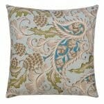 Product shot of blue cushion with unique paisley design