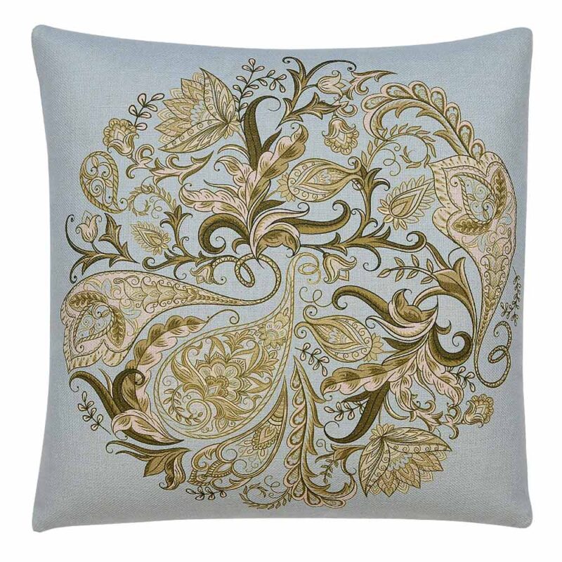 Buta Illusions Cushion Cover 45cm x 45cm SC644 45 Photo of blue and gold square cushion cover with floral design