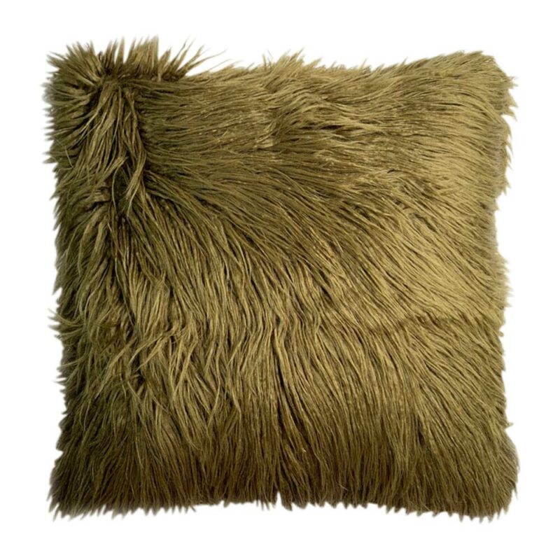 Camouflage Green Fur Cushion Cover - 45cm x 45cm - SC688-45 Shiny 45cm x 45cm cushion cover in army green colour