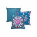 Photo of blue outdoor cushion covers with kaleidoscope design