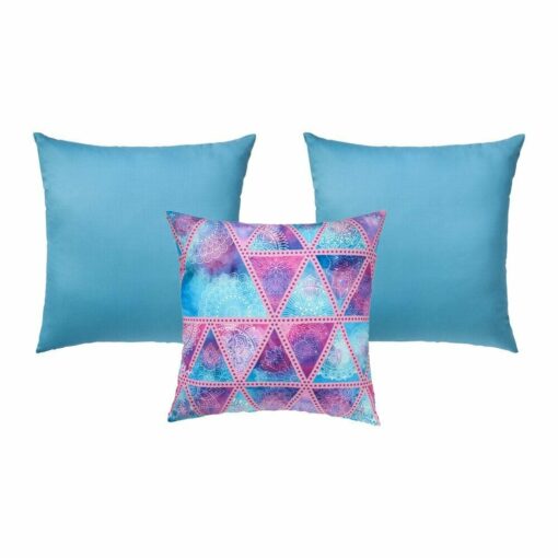 Photo of 3 blue square outdoor cushions
