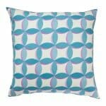 Image of green and white outdoor cushion cover with circles design