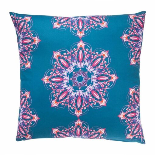 Image of colourful outdoor cushion with kaleidoscope motif