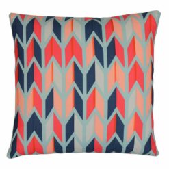 Photo of multi-coloured pink and blue outdoor cushion with arrow design