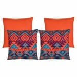 Photo of 4 outdoor cushion covers in coral orange colour