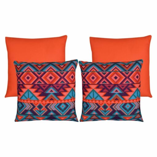 Photo of 4 outdoor cushion covers in coral orange colour