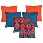 Colourful 6-piece outdoor cushions inspired by caravan colours