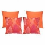 Image of 4 square coral orange outdoor cushion covers