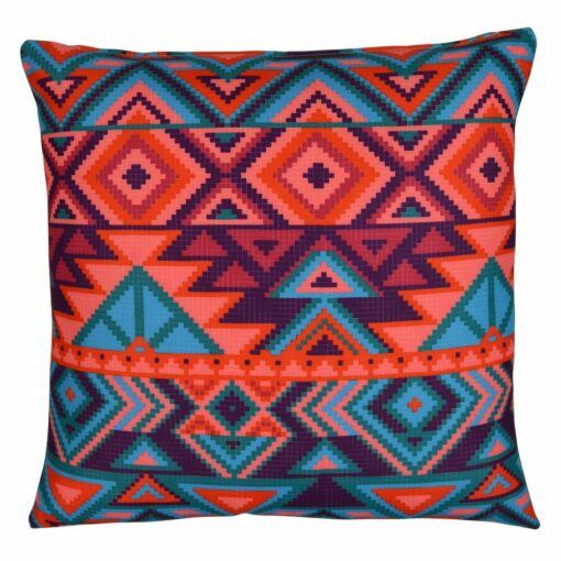 Image of multi-coloured, fiesta inspired outdoor cushion cover in 45cm x 45cm size