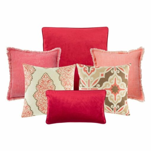 6 cushion cover collection in red and coral colours