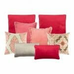 8 cushion cover set in shades of red, made of cotton linen and velvet fabric