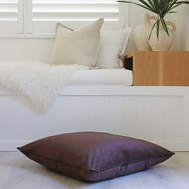 Chocolate Brown Velvet Floor Cushion Cover - 70cm x 70cm - SC776-70 Velvet floor cushion cover in chocolate brown colour