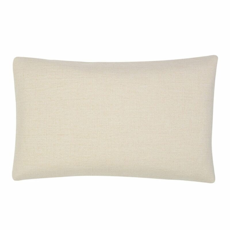 A plain linen rectangle cushion shot from the back