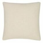 A plain linen square cushion shot from the back