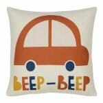 Cute square kids cushion with red car print