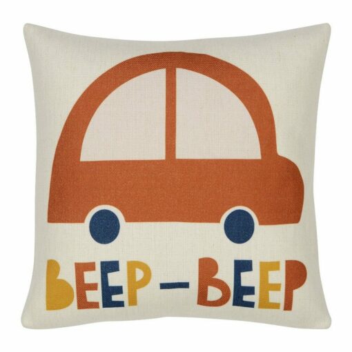 Cute square kids cushion with red car print