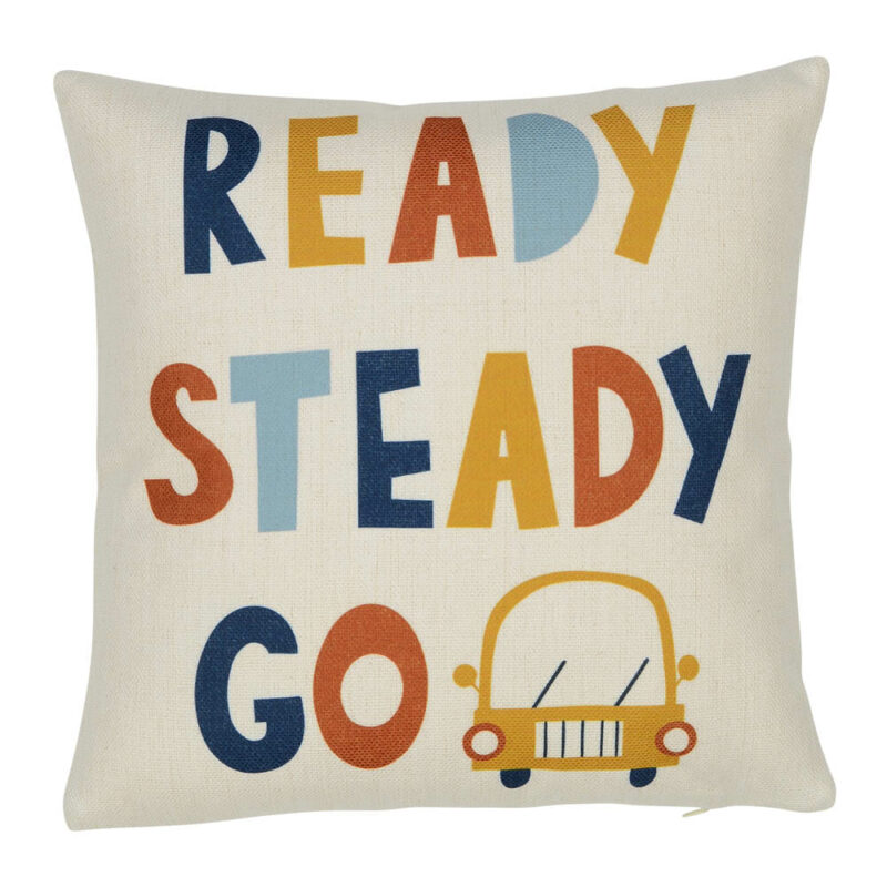 Cute colourful kids cushion with car racing theme