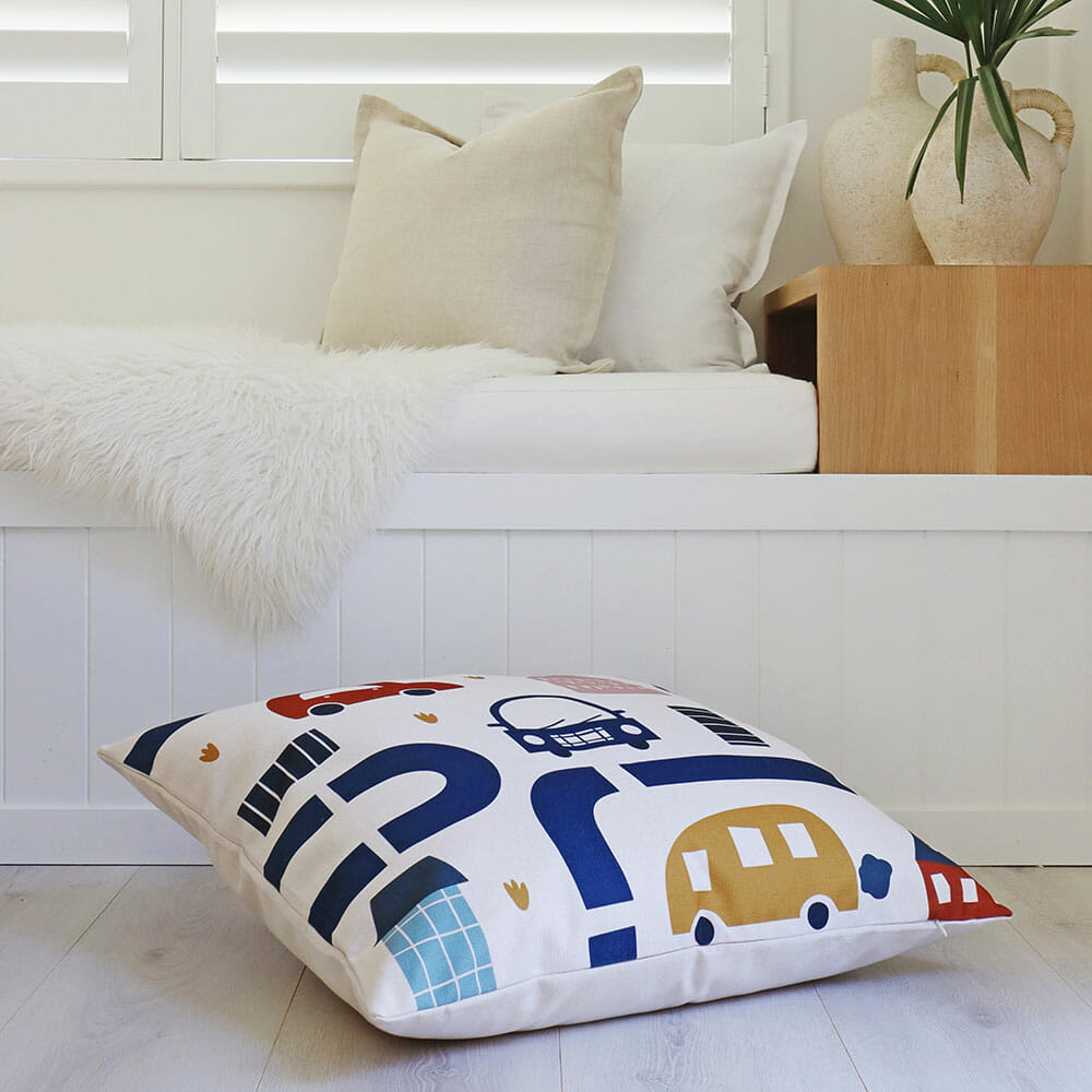 Cute Cars Kids Floor Cushion - 70cm X 70cm