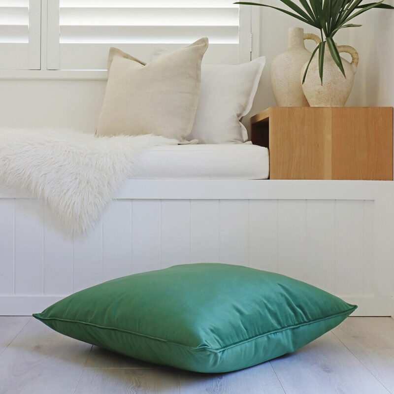Dark Sage Velvet Floor Cushion Cover - 70cm x 70cm - SC768-70 Green-coloured velvet floor cushion cover