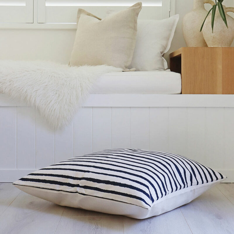 Dia Stripe Floor Cushion Cover – 70cm x 70cm - SC248-70 Striped floor cushion cover in black and white colour