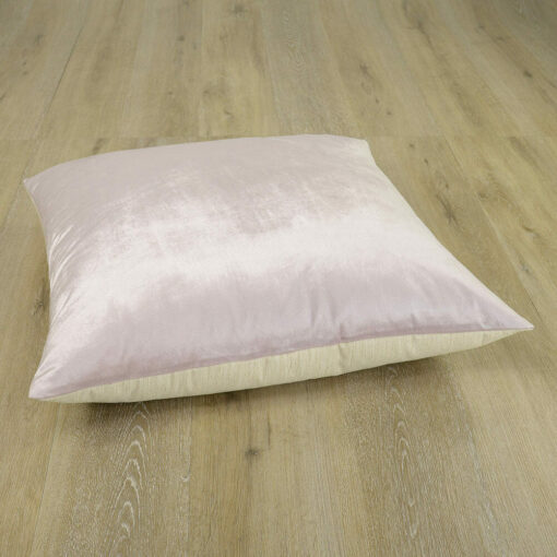 Two-toned floor cushion made of velvet linen and pink velvet material