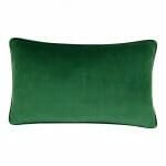 Image of rectangular velvet cushion cover in emerald green colour