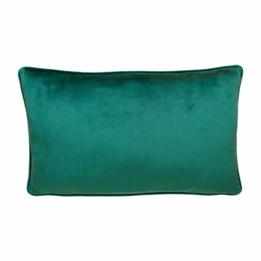 Image of rectangular velvet cushion cover in emerald green colour