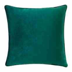 Photo of square cushion cover in emerald green velvet fabric