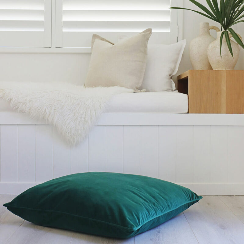 Emerald Green Velvet Floor Cushion Cover – 70cm x 70cm - SC499-70