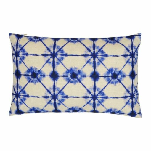 China blue rectangular cushion cover in Shibori print