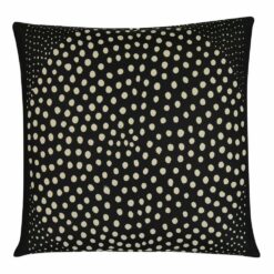 Photo of black outdoor cushion with polka dots and made of UV resistant fabric