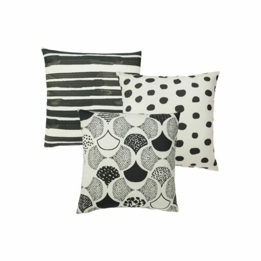 Photo of 3 outdoor cushion cover collection in black and white ethnic design