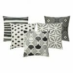 Photo of 5 black and white outdoor cushion cover collection in tribal prints