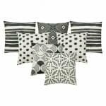 Photo of 7 black and white outdoor cushion cover collection with tribal design
