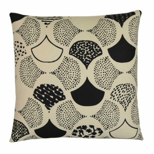 Image of ethnic-themed outdoor cushion cover with black print