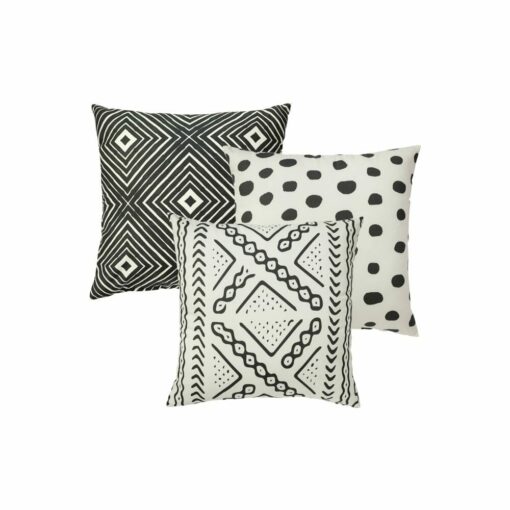 Photo of 3 black and white outdoor cushion cover collection in tribal print