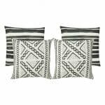 Image of 4 black and white outdoor cushions in tribal prints
