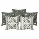 Photo of 5 outdoor cushion cover collection in black and white ethnic prints