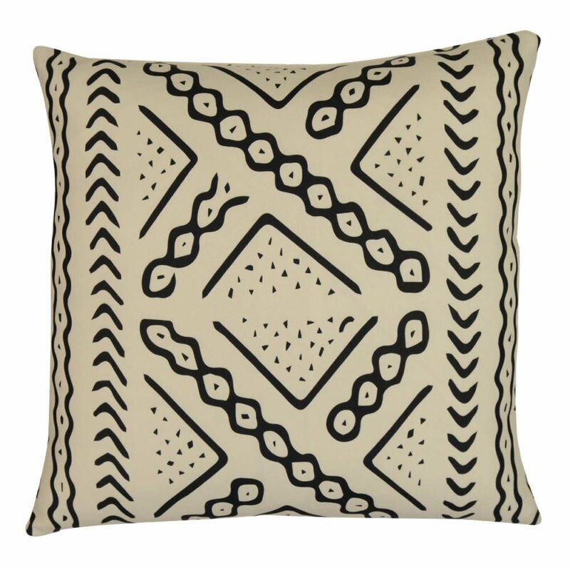 Ethnic Expression Outdoor Cushion Cover – 45cm x 45cm - SC564-45 Photo of ethnic inspired outdoor cushion cover with black prints