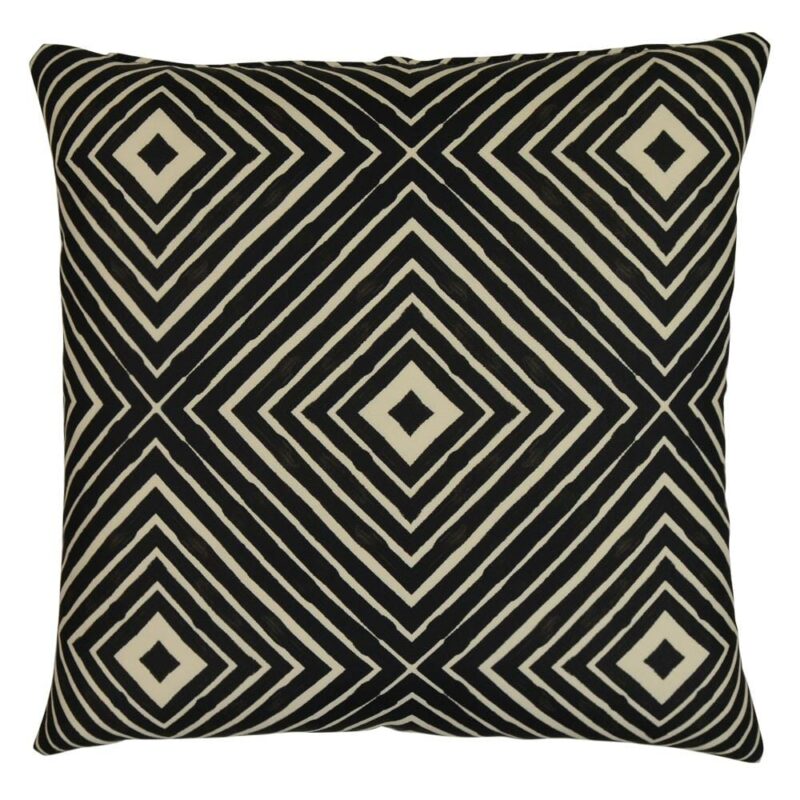 Ethnic Illusions Outdoor Cushion Cover – 45cm x 45cm - SC560-45 45cm x 45cm black outdoor cushion cover with kaleidoscope pattern