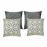 Photo of 4 outdoor cushion cover collection in black and white ethnic design