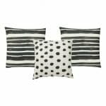 Image of black and white outdoor cushion covers in polka dot and stripe designs