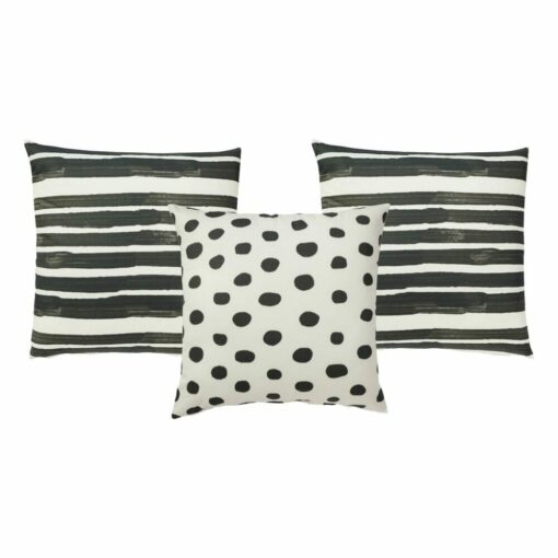 Image of black and white outdoor cushion covers in polka dot and stripe designs