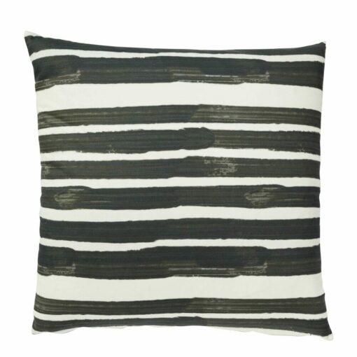 Photo of white outdoor cushion with black stripes