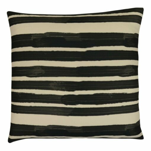 Image of black and off white stripes outdoor cushion cover in 45cm x 45cm size