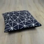 Image of 70cm x 70cm floor cushion with black and white abstract print