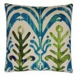 Image of Farsi motif cushion cover in 45cm x 45cm size and teal and green colours