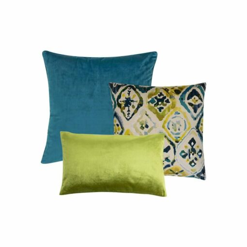 Photo of blue and green cushion covers in Farsi motif