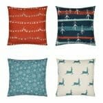 4 piece unique red and teal Christmas cushion set